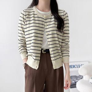 샵앤) 여성 라운드 단가라 데일리 긴팔 니트 가디건 NYS-WCD-4801-블랙