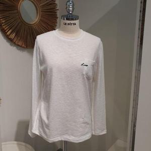 르피타 HC06 국내생산 주머니엘 자수 티셔츠(아이보리) L253BTS909