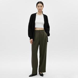 샵앤) 여성 뒷밴딩 하객룩 와이드 핀턱 슬랙스 바지 NTT-WPT-20808-카키