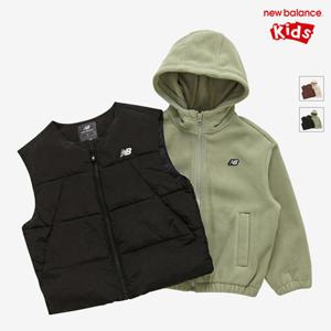 [뉴발란스키즈] NK9QF4101U(49) 카키 ESSENTIAL) 2in1 플리스 베스트 (신슐) 세트