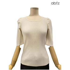 [에이비에프지]퍼프 소매 포인트 골지 반팔 니트 APZ4ZW32J