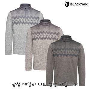 블랙야크 남성 동절기 기모티셔츠 남성 데일리 니트 집업 긴팔티 1BYZTWU008