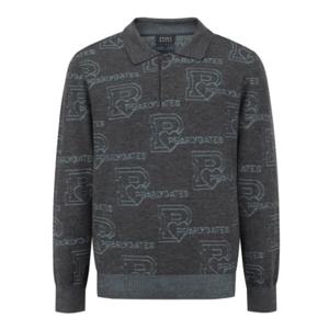 [파리게이츠]511E4SR324_GY-남성 배색 로고플레이 카라 긴팔 니트-(25년겨울)