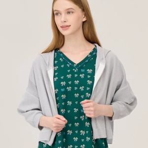 [베네통]백 자카드 후드 집업 가디건 BAKCF1541