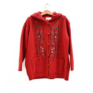 [비꼴리끄(여성)]후디 자수 롱 가디건 B224KL1020