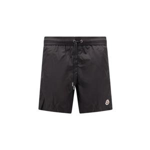 25 FW 몽클레어 로고 패치 드로스트링 나일론 스윔쇼츠 블랙 0912C000165985M