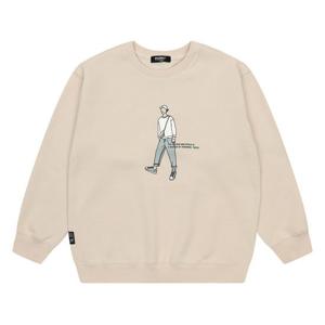 [에꼴리에]남아 기모 모자 소년 일러스트 맨투맨 티셔츠 21D0404_BE