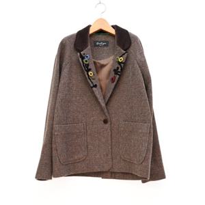 [비꼴리끄(여성)]벨벳카라 울 체크 오버핏 자켓 B224WJ2220