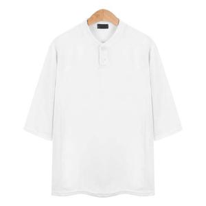 헨리넥 7부 화이트 티셔츠_CMT013