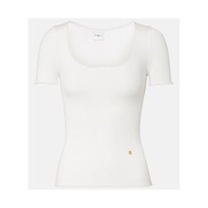 끌로에 레이스 트리밍 리브 니트 코튼 티셔츠 P01089550