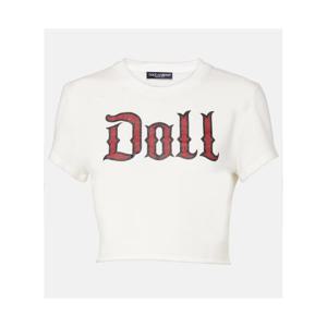 돌체앤가바나 프린트 크롭 코튼 저지 티셔츠 P01083675