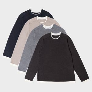 배색포인트 라운드 긴팔 니트 4종택1 IMFFMKN158