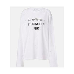 아크네 임벨리시드 로고 코튼 헴프 저지 티셔츠 P01114278