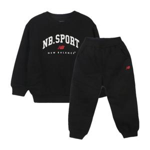 뉴발란스키즈트레이닝세트 PQC NK9YFB411U-19 ESSENTIAL 로고 포인트 기모 스웨트 셋업