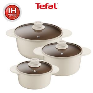 테팔 세라믹 인덕션 주물 아이콘 오트밀크 냄비 3종 (양수18+양수20+곰솥24)
