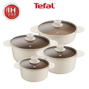 테팔 세라믹 인덕션 주물 아이콘 오트밀크 냄비 4종 (양수18+양수20+곰솥24+전골24)
