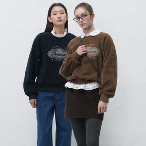 WOMAN 플리스 레이스 아플리케 맨투맨 [2COL] / WBE4L02519