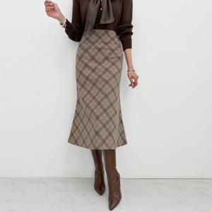 [금찌]금찌 파리 체크 머메이드 기모 스커트 SK3216