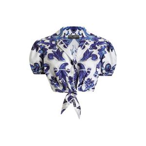 25 FW 돌체앤가바나 마졸리카 프린트 퍼프 소매 탑 I5655WFI5JP TP444882330