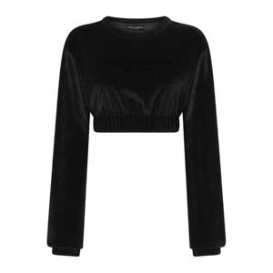 돌체앤가바나 로고 자수 크롭 스웨트셔츠 F9R30ZGDBZU