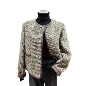 [비지트인뉴욕]가죽배색 울 트위드 자켓 VABJK30