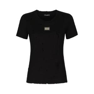 25 FW 돌체앤가바나 디스트레스드 이펙트 로고 장식 티셔츠 F8T00TG7H4U TP432523984