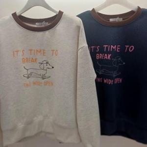 Latium HC06 국내생산 이중컬러넥 잇츠독 기모 맨투맨 면티 T2543ts02