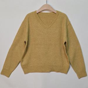 샵앤) 국산 여성 기본 베이직 긴팔 V넥 무지 니트티 21DS-WKN-4973-머스터드