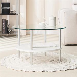 우아미가구 노엘 원형 800 화이트 유리테이블