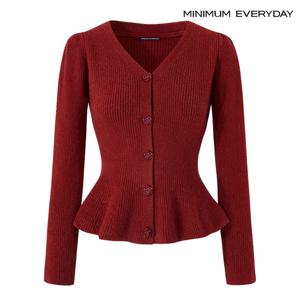 [미니멈][미니멈 에브리데이]페미닌 슬림핏 페플럼 골지 니트 가디건 (EB4CK065D)