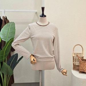 [포커스]FW5K7TS00393_스트라이프 양기모 라운드 티셔츠