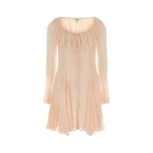 25FW chloe Pastel 핑크 실크 미니 드레스 CH25WRO190016F0