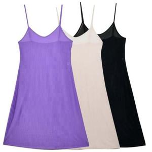 (뵈뵈)3컬러 세로골지 인견 롱끈슬립