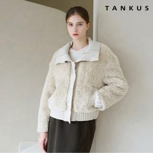 [탱커스]니트 하이넥 배색 부클 자켓 (TX4JK021L0)