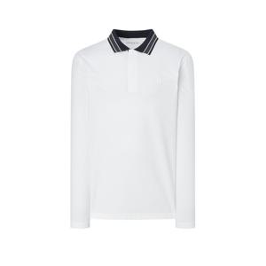 [헤지스골프](시즌오프) 화이트 남성 솔리드 베이직 긴팔 카라 티셔츠 (HUTS5C901OW)