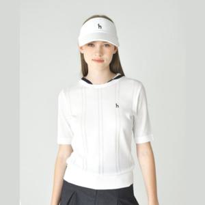 [헤지스골프](NEW) 화이트 여성 5부 후디 반팔 스웨터 (HWSW5C512OW)