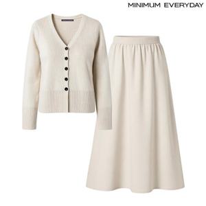 [미니멈][미니멈 에브리데이]브이넥 니트 가디건 롱 스커트 셋업 (EB4OW016D)