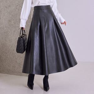 [모리스커밍홈] [55-66]핀턱 가죽 플레어 스커트_M2512SK097D