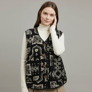 샵앤) 여성 Y단추 에스닉 뽀글이 기모 니트 조끼 MSE-WVS-20961-블랙