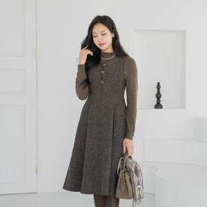 엄마옷 마담4060 클래씨마담 트위드쓰리버튼원피스 여성 데일리 -ZOP2512002-