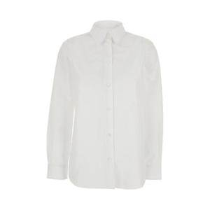 BURBERRY Ellora White Shirt with Pointed Collar and Tone on Tone Embroidered Logo in Cotton Woman 8120787A1464