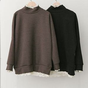 나야홍 / 빅사이즈티 C073L512 프릴배색폴라긴팔니트 NB