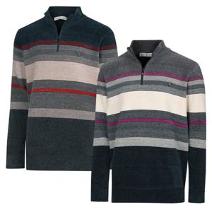 [파파브로] 맨즈 배색무늬 스트라이프 반집업 하이넥 니트 DO-KN-256,7