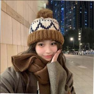 굵은짜임 겨울 고급 방울비니 트렌드 빈티지 겨울 모