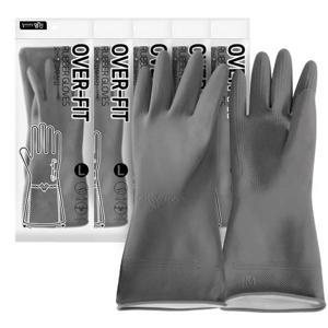 명진 오버핏 고무장갑 대형L(그레이) 5켤레 벗기편한 주방장갑 라텍스