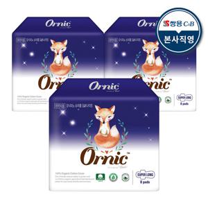 오닉피노 유기농 순면커버 생리대 슈퍼롱 오버나이트 8p 3팩