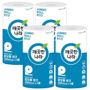 깨끗한나라 2겹 점보롤 에코 300m 4롤x4입