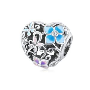 판도라팔찌 호환 참 에나멜 데이지 플라워 하트 댕글 펜던트