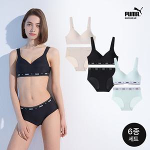 [푸마]여성 무형광 컴포트 브라팬티 6종세트