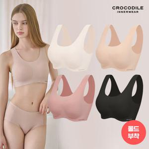 [1만원 비밀쿠폰][크로커다일] 라이크라 쉘론 데일리 몰드부착 U넥 감탄브라 4종세트 CDWBR5O01020304
